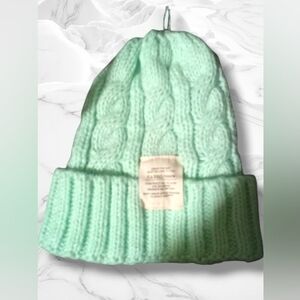 Women's Mint Green Casual Polyester Knit Thick Warm Beanie Hat
